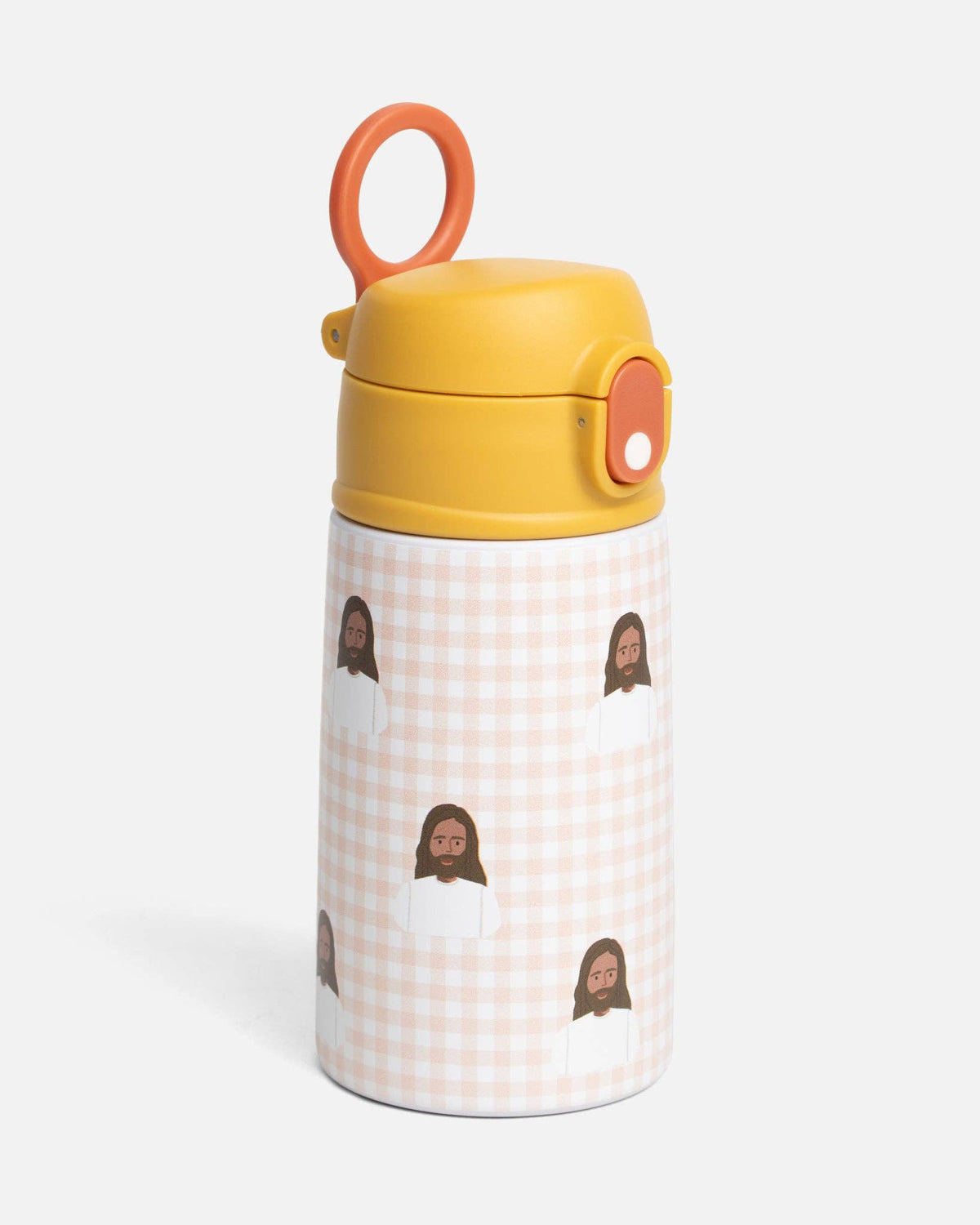Pink Gingham Jesus Water Bottle – 13.5oz Stainless Steel