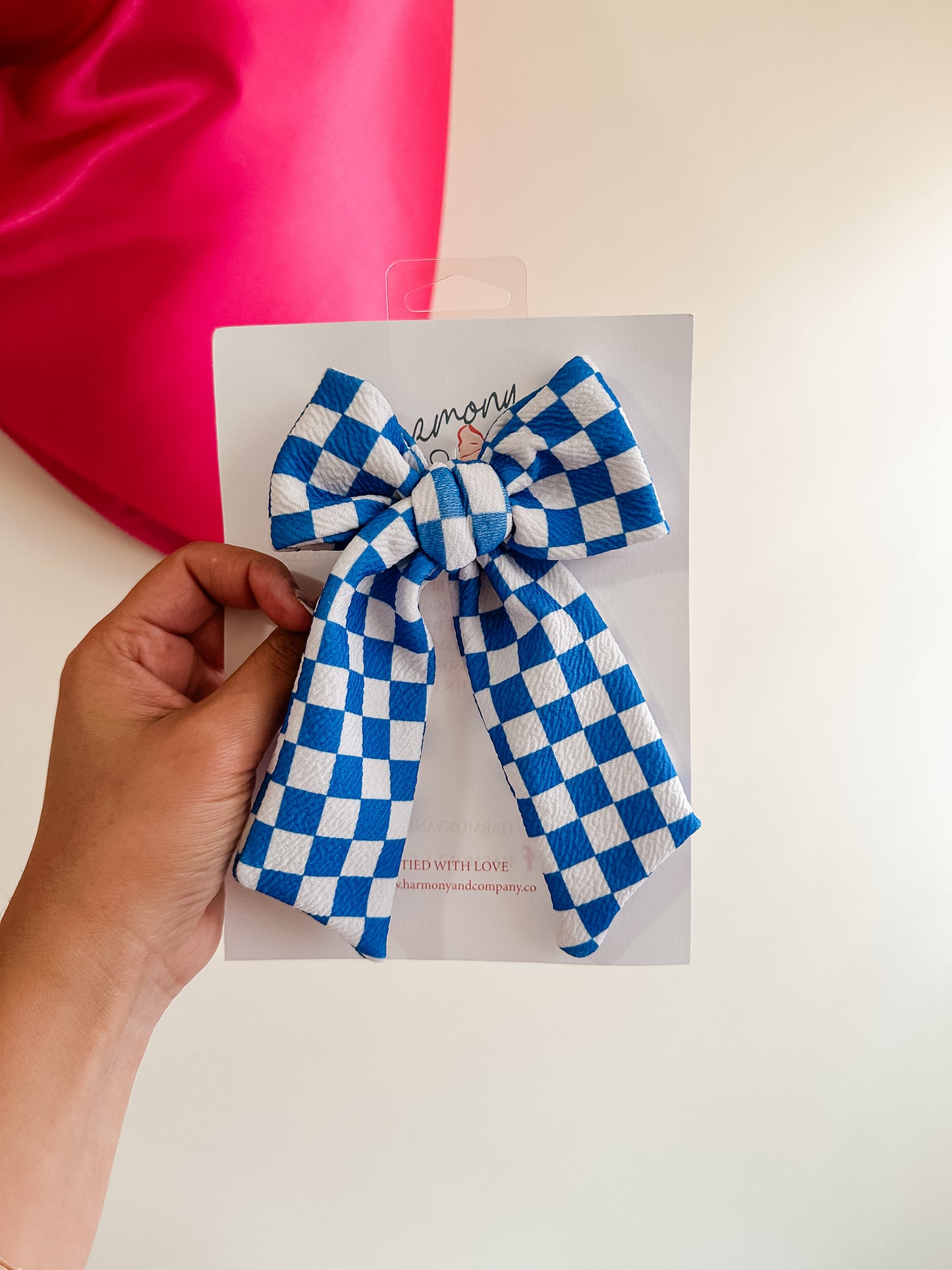 Blue Checkered Bella Bow
