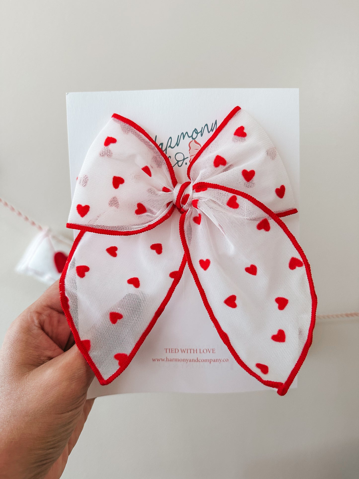 White/Red Hearts Big Bow