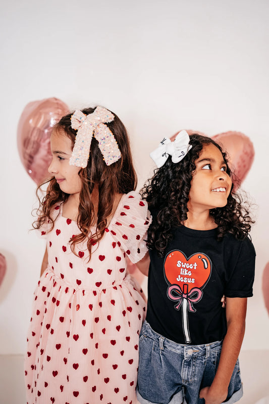 Blush Sequin Velvet Bella Bow