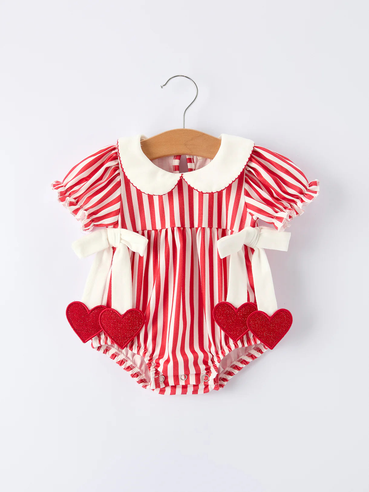 Valentine Striped Baby Romper with Hearts