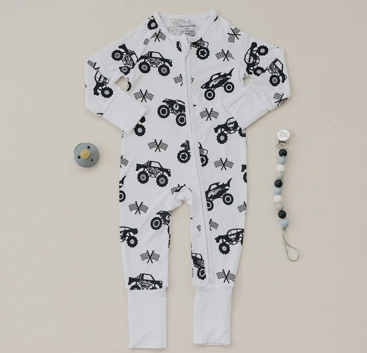 Bamboo Zip Romper - Monster Blaze