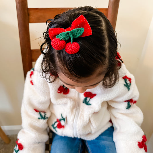 Cherry Hairbow on Clip