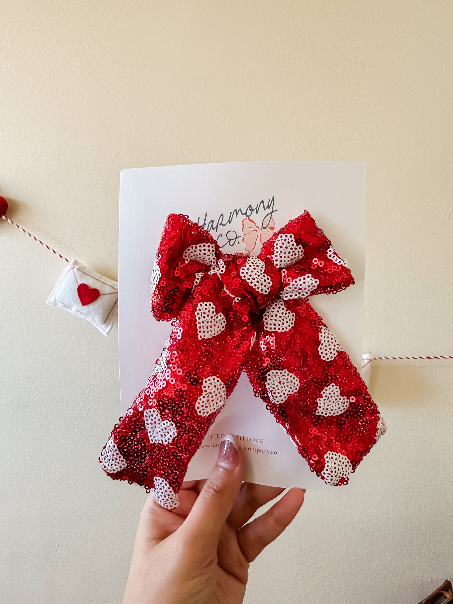 Red Heart Sequin Bella Bow