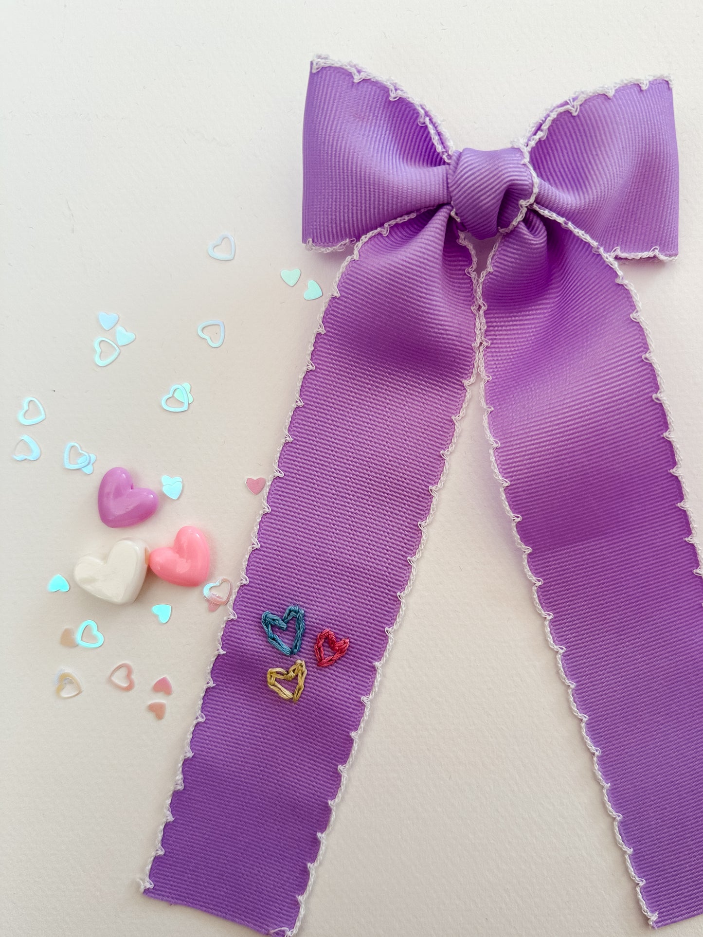 Cupid Hearts Embroidered Ribbon Bow